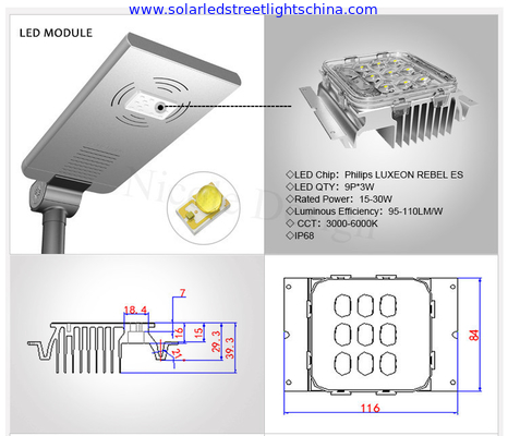 motion sensor all in one solar street light, material AL, all in one intergated solar led street lights supplier